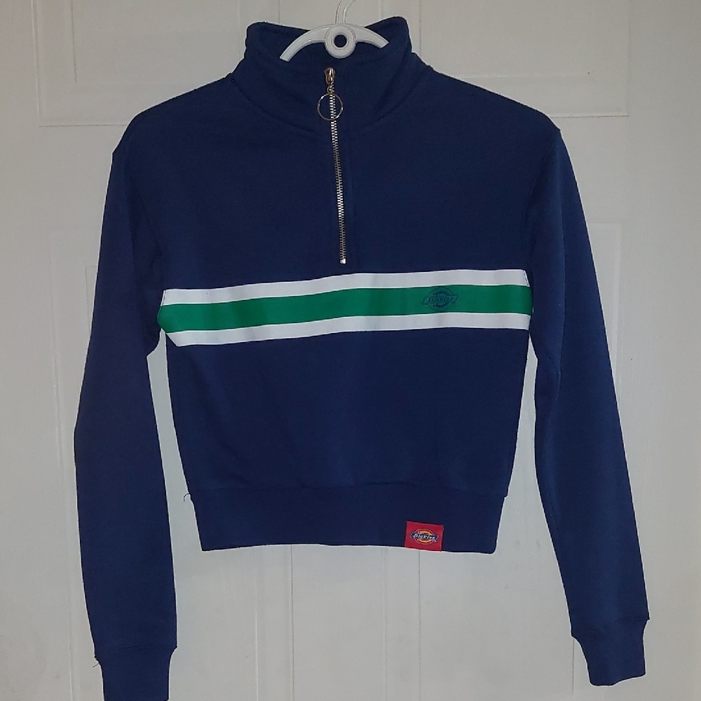 Dickies Navy and Green Stripe Turtleneck Sweater